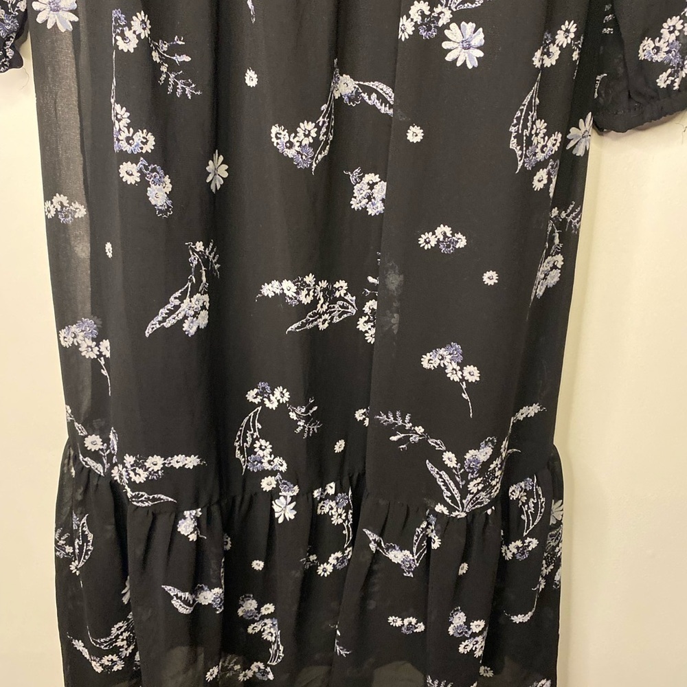 Who What Wear Black Floral Maxi Dress With Sheer Sleeves size small 90s Fall - Picture 11 of 14